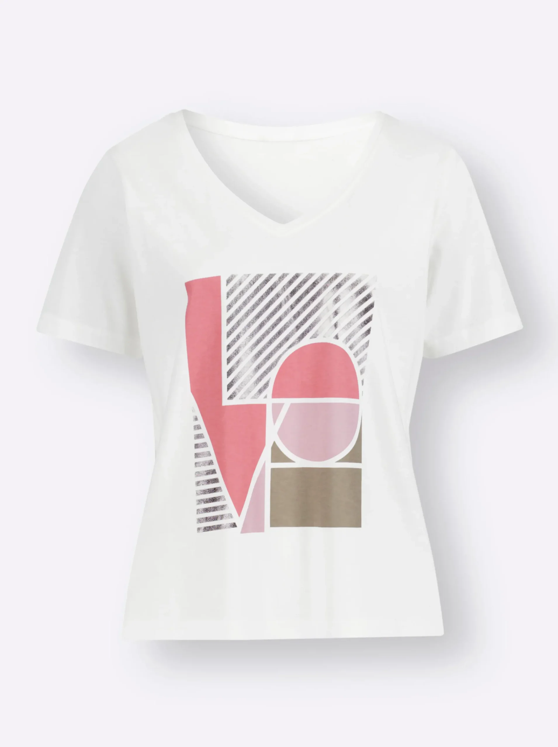 Shirts| Kurzarmshirt mit V-Ausschnitt ecru
