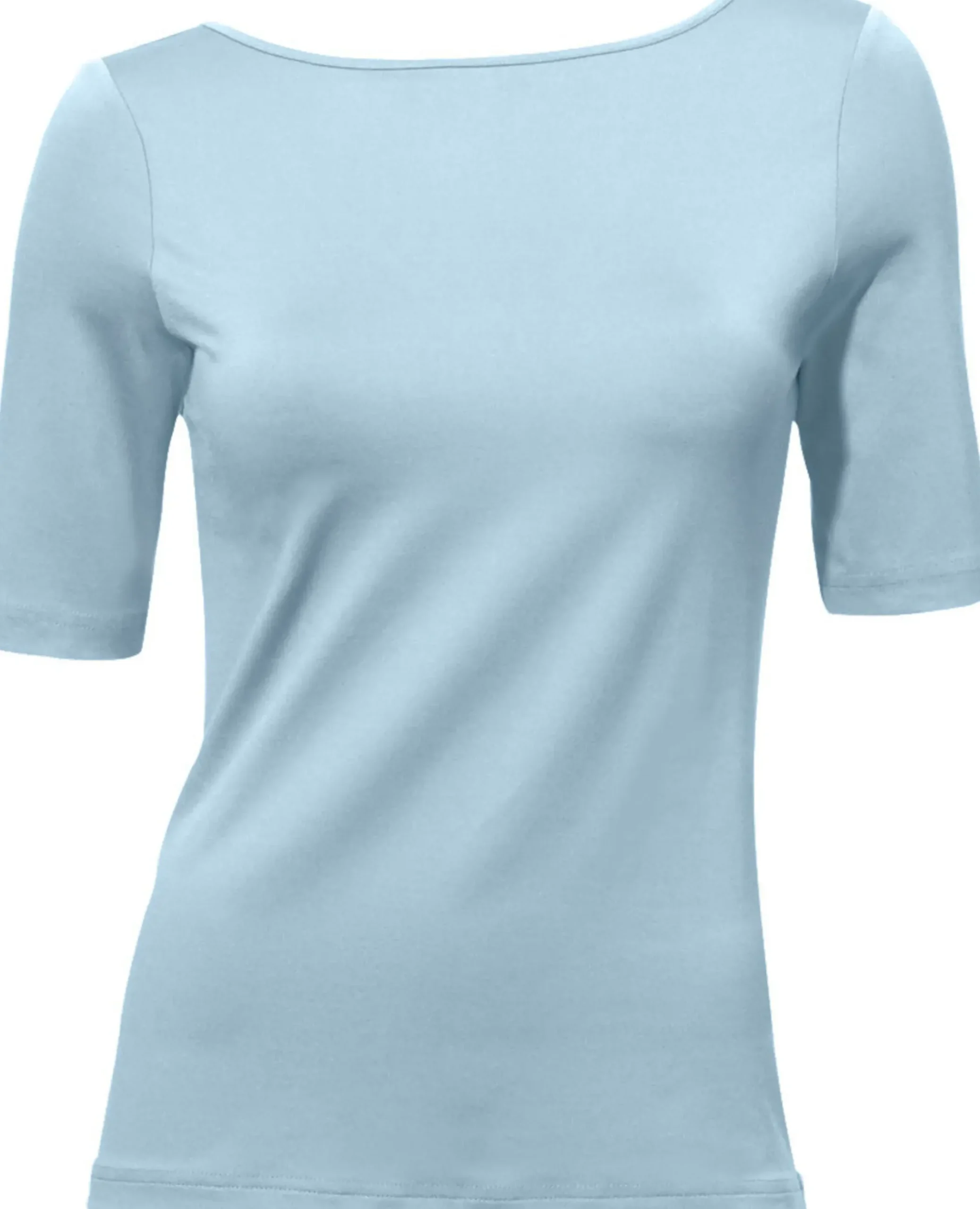 Shirts|heine Kurzarmshirt mit V-Ausschnitt hinten bleu