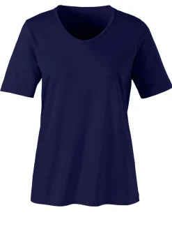 Shirts| Kurzarmshirt mit V-Ausschnitt nachtblau