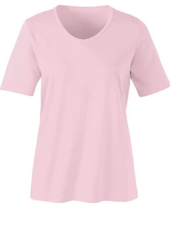 Shirts| Kurzarmshirt mit V-Ausschnitt rosé