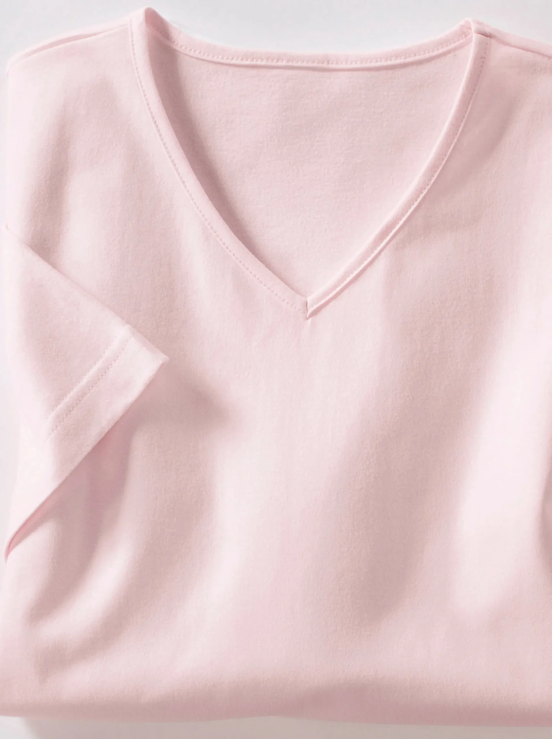 Shirts| Kurzarmshirt mit V-Ausschnitt rosé