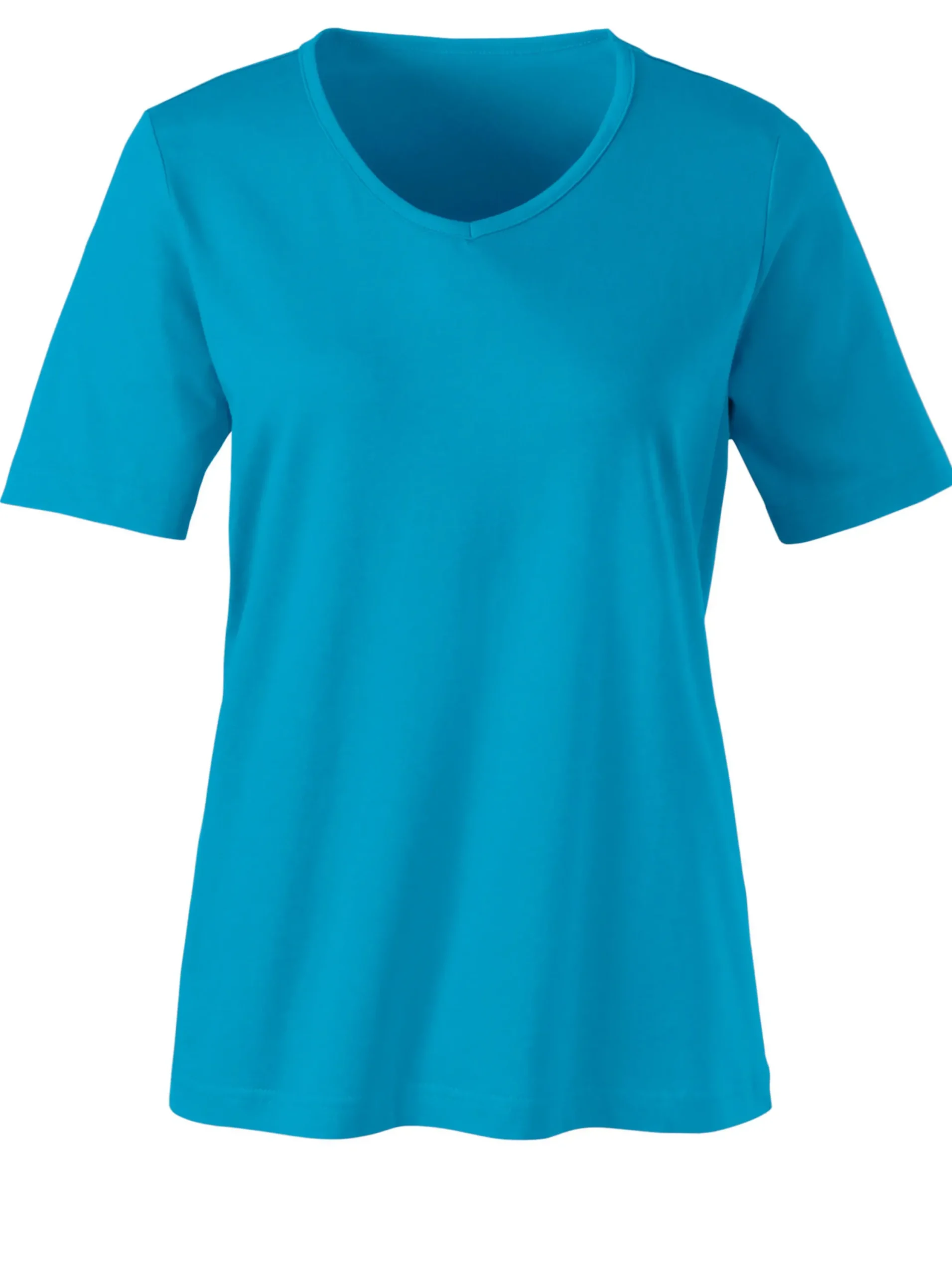 Shirts| Kurzarmshirt mit V-Ausschnitt türkis