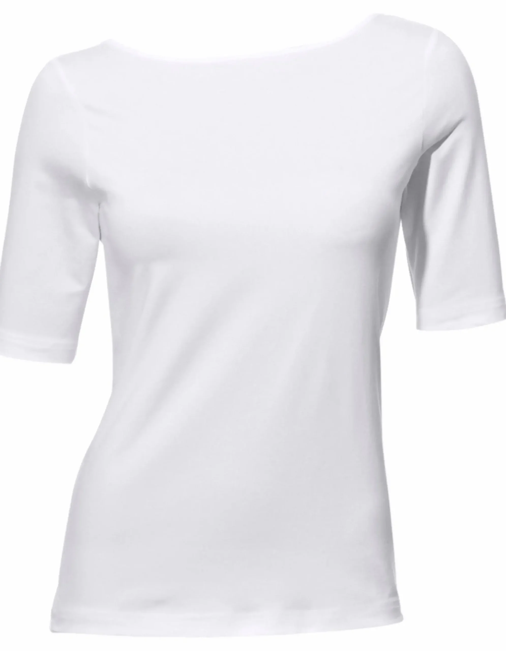 Basics|heine Kurzarmshirt mit V-Ausschnitt hinten weiß