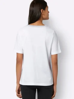 Shirts| Kurzarmshirt mit Zierband weiß