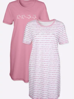 Nachtwäsche|wäschepur Kurzarm-Sleepshirts erika+erika-gestreift
