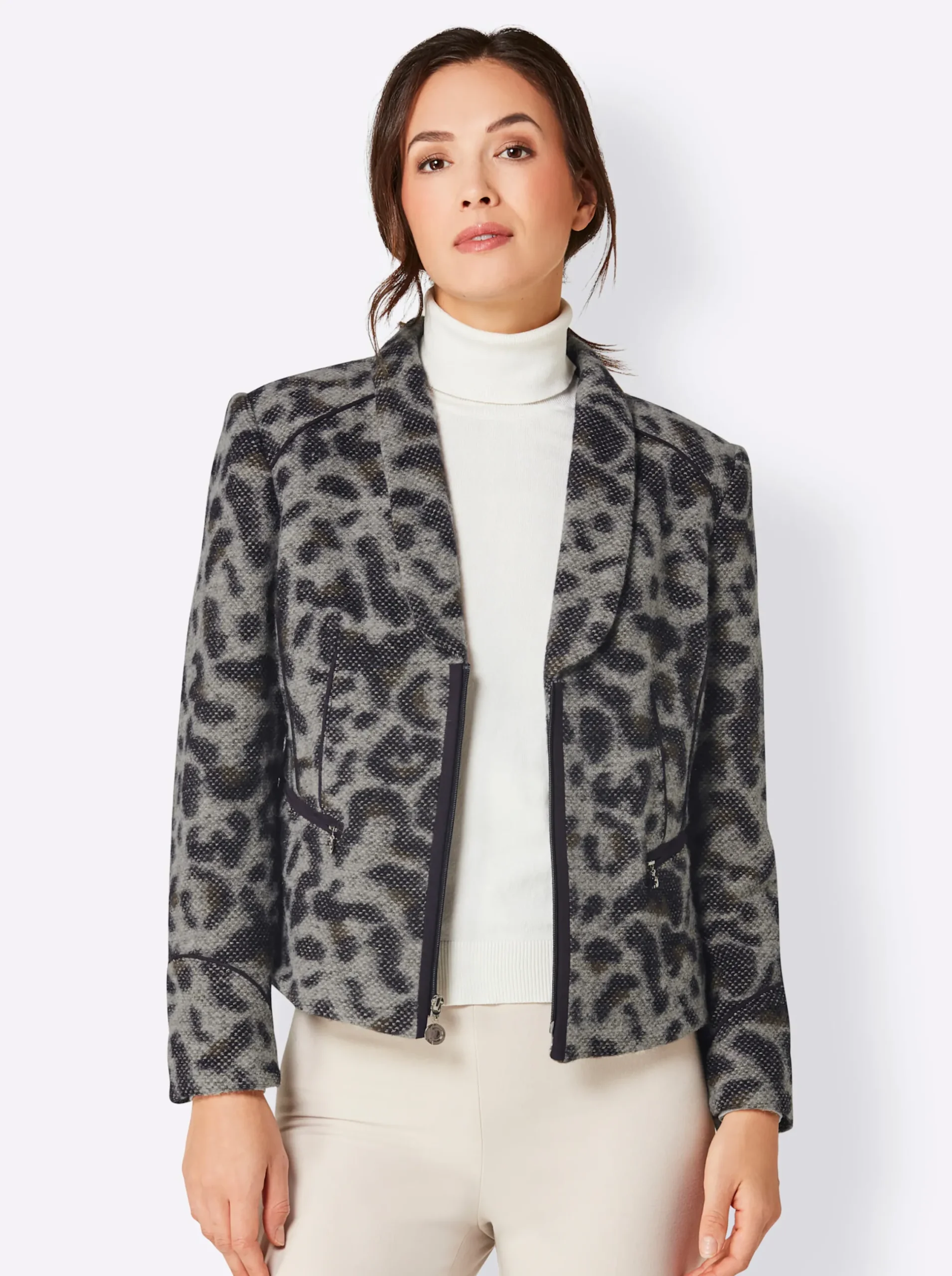 Blazer|CREATION L PREMIUM Kurzblazer marine-sand-gemustert