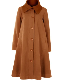 Mäntel| Kurzmantel in A-Linie cognac