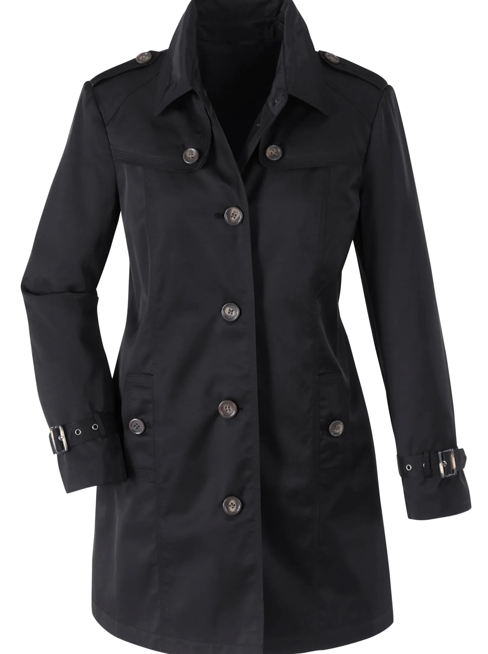 Mäntel| Kurzmantel in Trenchcoat-Optik schwarz