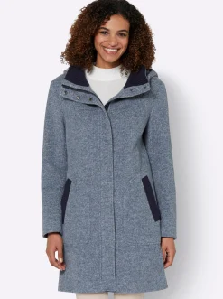 Mäntel| Kurzmantel mit Strick-Bündchen rauchblau-meliert