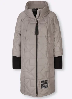 Jacken|heine Kurzmantel Ärmel mit breiten Stretch-Bündchen taupe