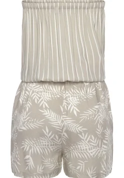 Strandmode|LASCANA Kurzoverall schilfgrün-cremebedruckt