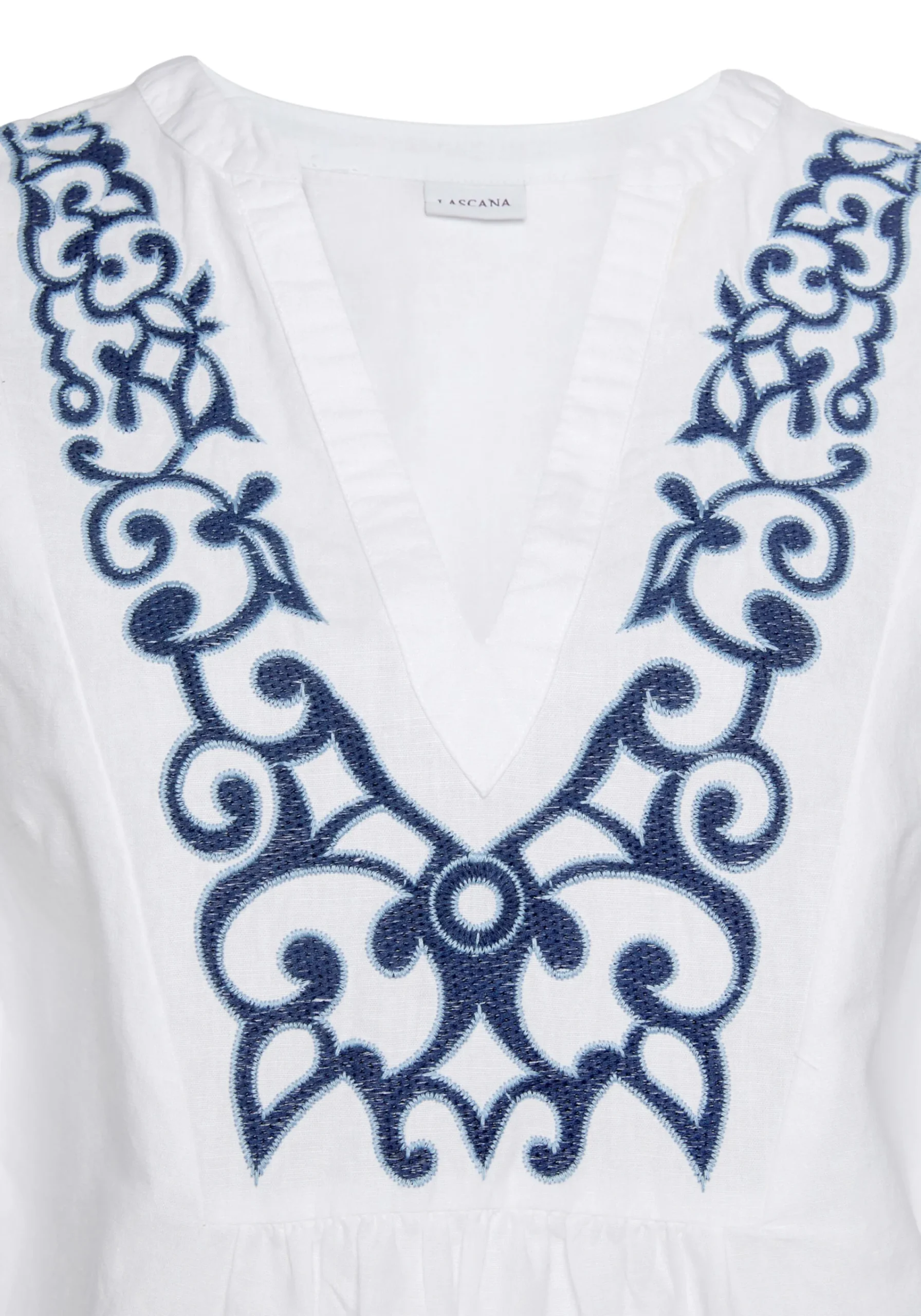 Strandmode|Blusen|LASCANA Langarmbluse weiß-blau