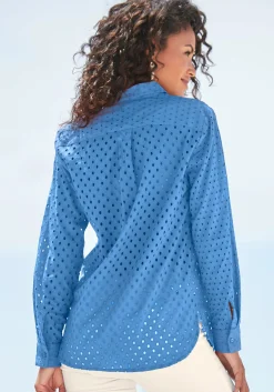 Strandmode|LASCANA Langarmbluse blau