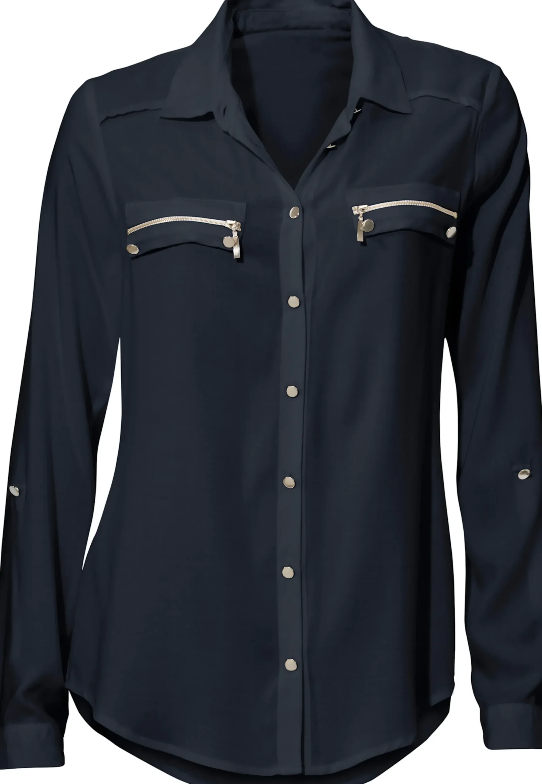 Blusen|heine Langarm-Bluse marine
