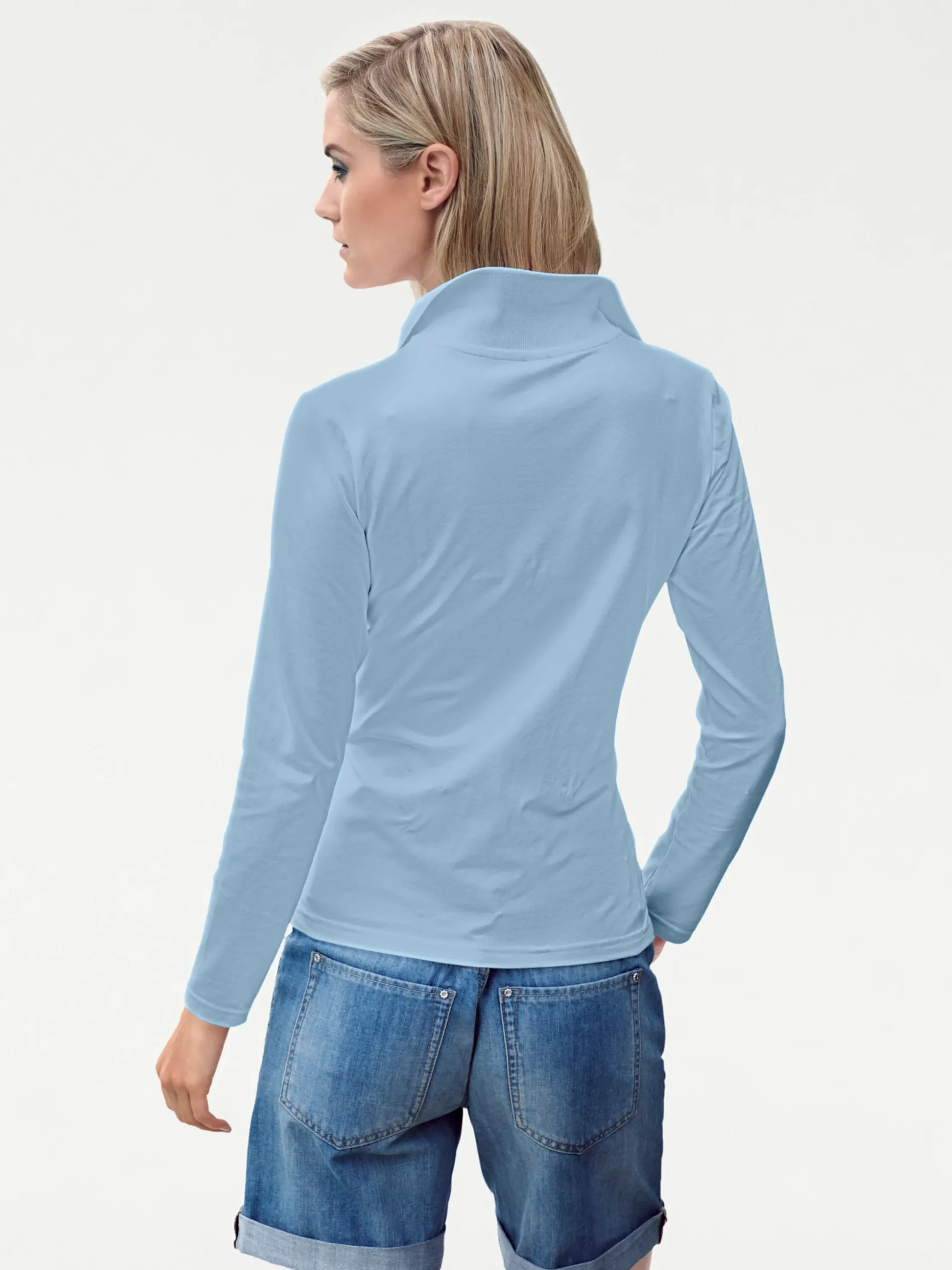 Strandmode|Basics|heine Langarm-Poloshirt in Pikee-Qualität bleu