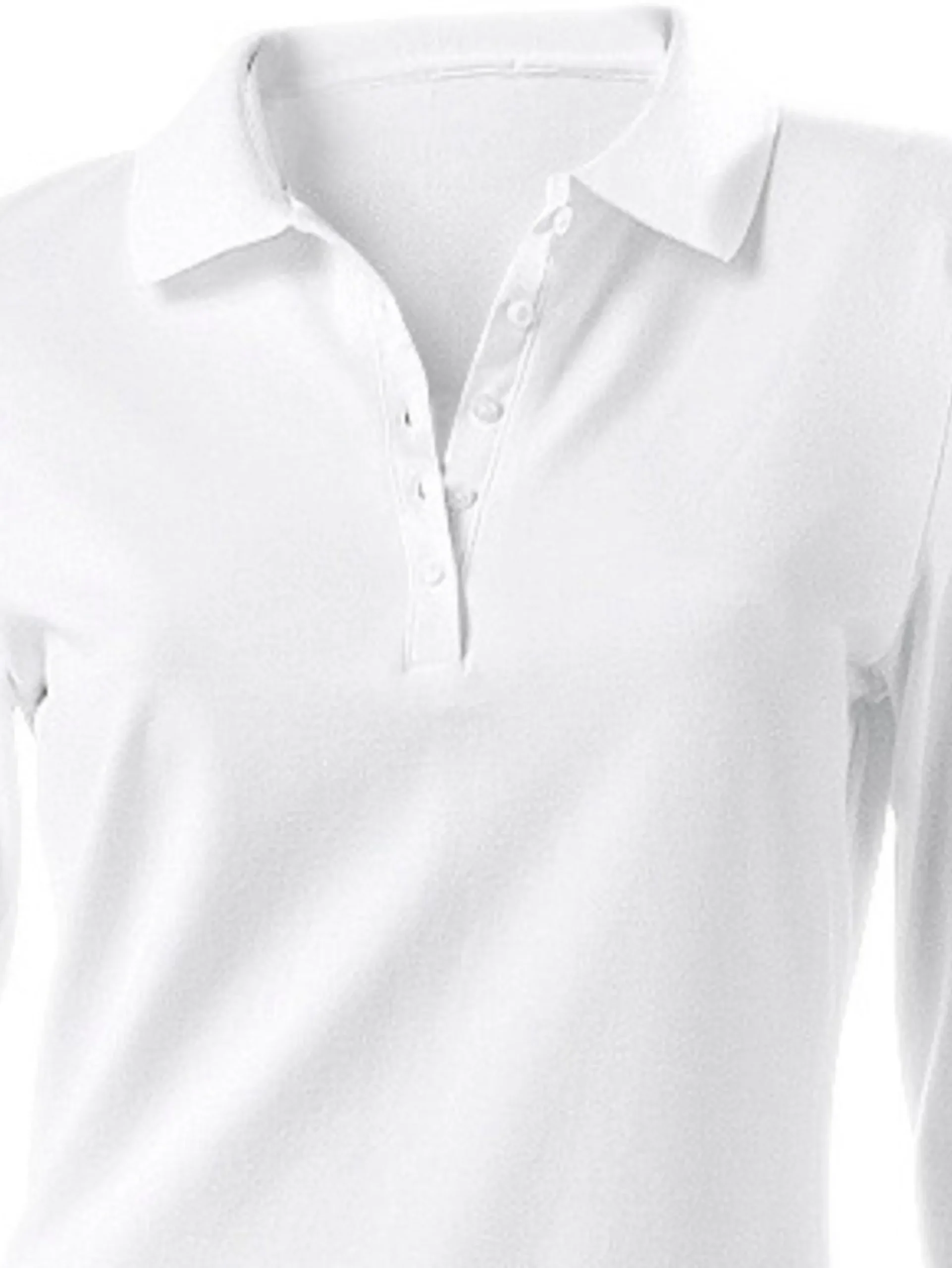 Basics|heine Langarm-Poloshirt in Pikee-Qualität weiß