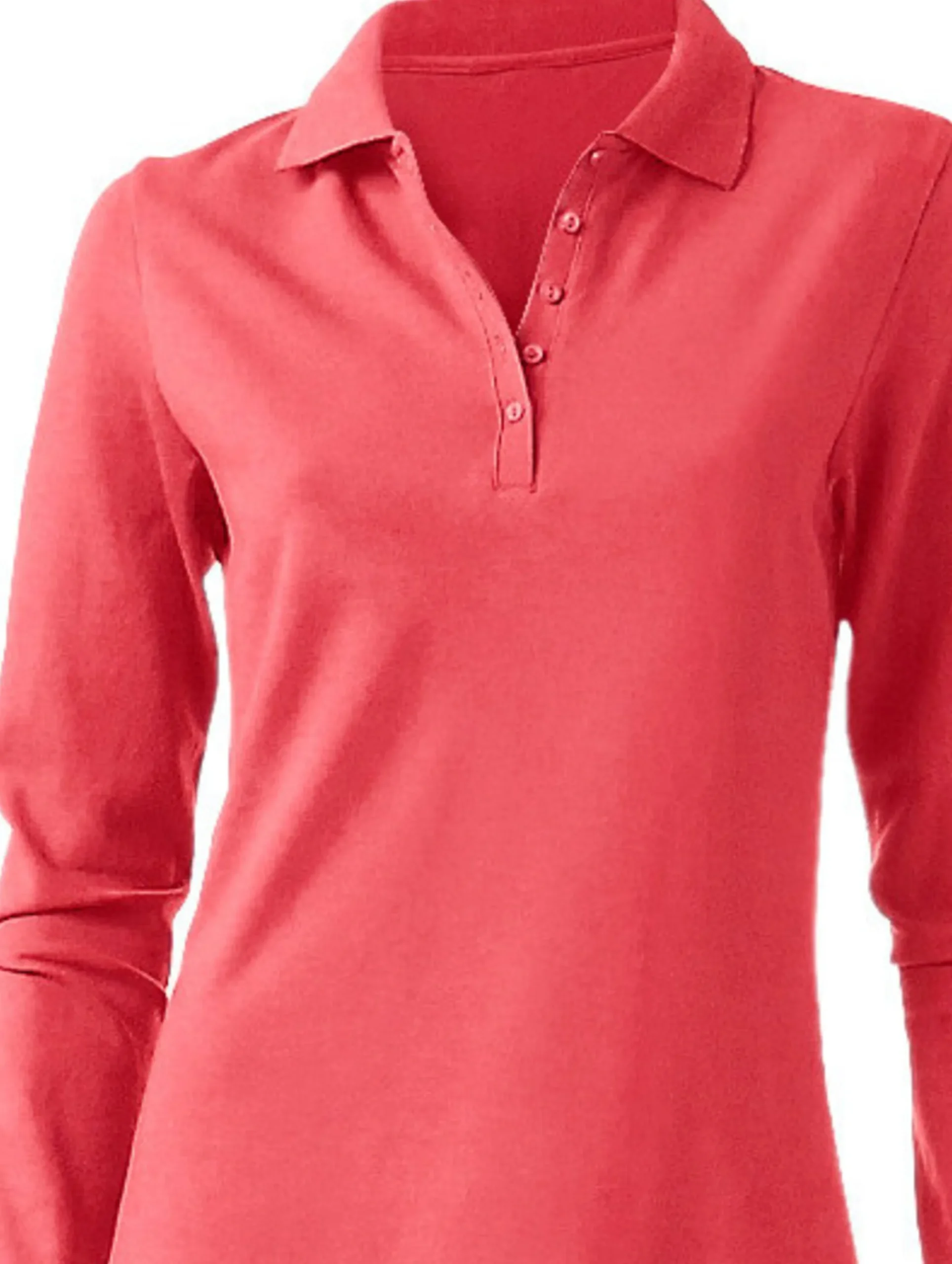Strandmode|Basics|heine Langarm-Poloshirt in Pikee-Qualität koralle
