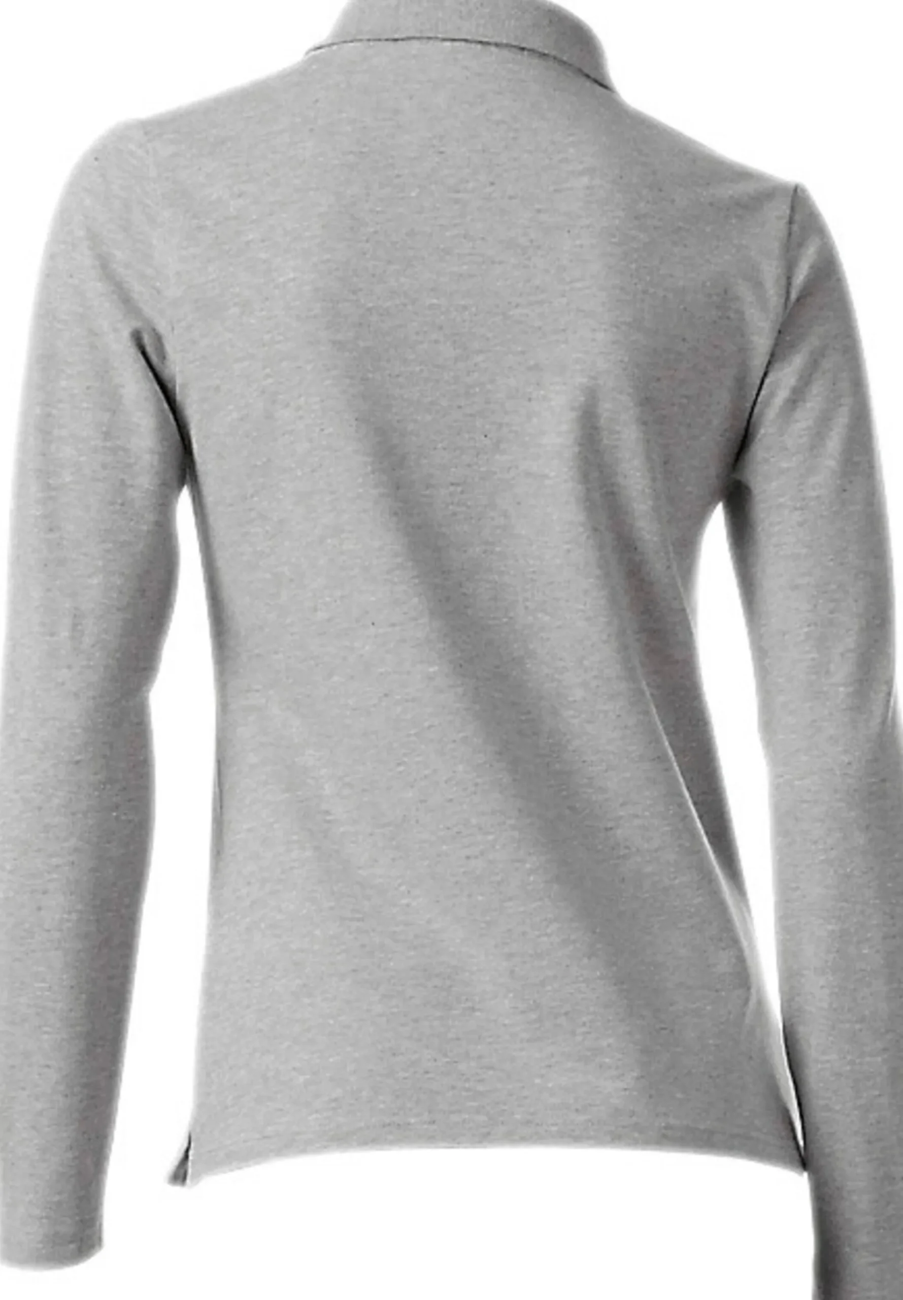 Shirts|heine Langarm-Poloshirt in Pikee-Qualität grau-melange