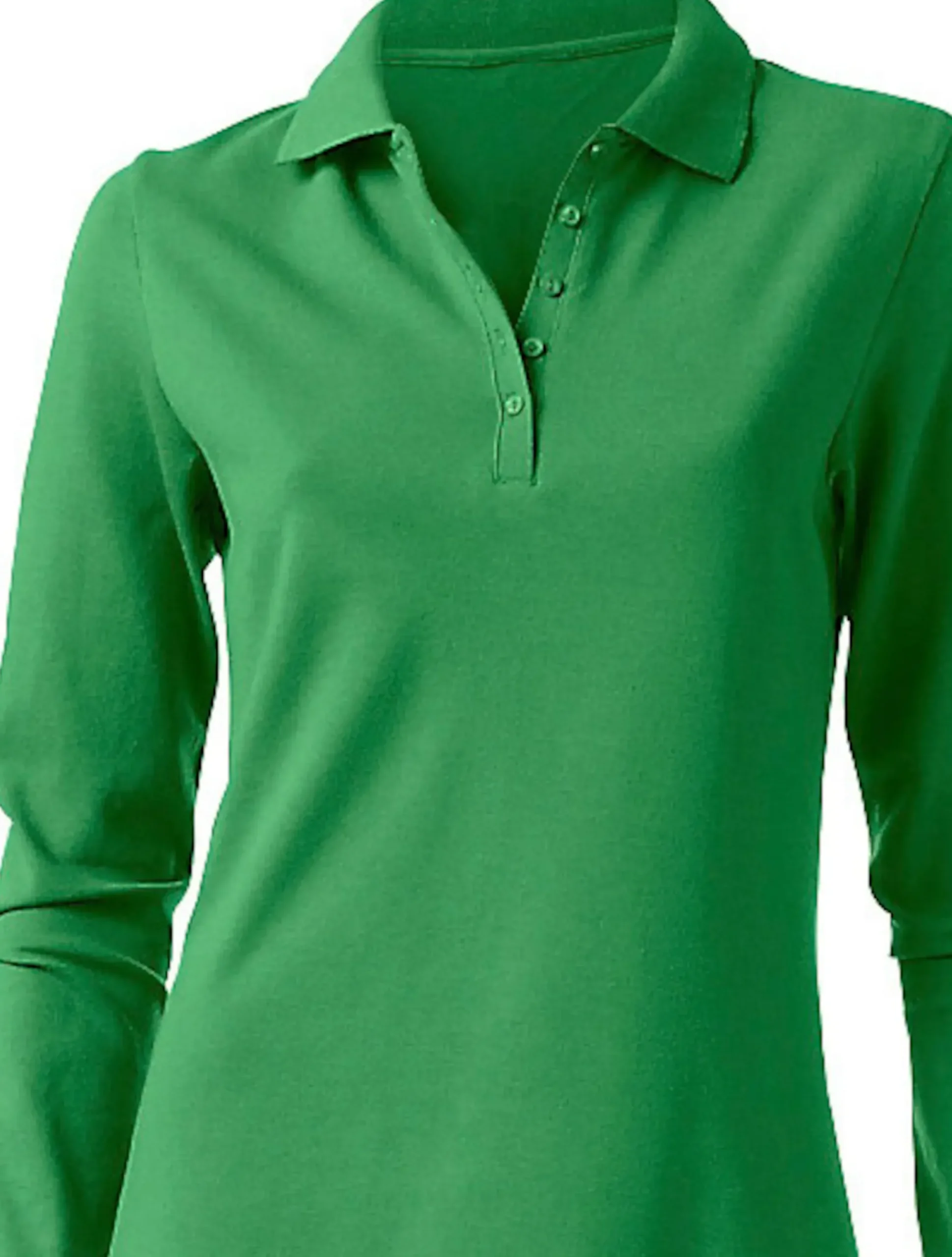 Shirts|heine Langarm-Poloshirt in Pikee-Qualität grün