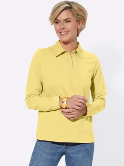 Shirts| Langarm-Poloshirt in reiner Baumwoll-Qualität gelb