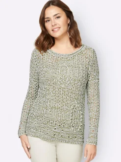 Pullover| Langarm-Pullover ecru-meliert