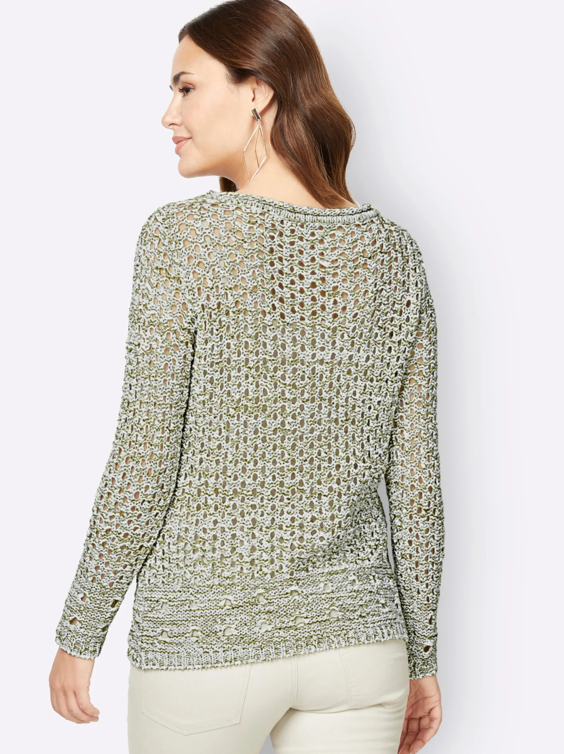 Pullover| Langarm-Pullover ecru-meliert