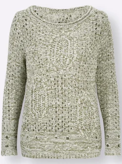 Pullover| Langarm-Pullover ecru-meliert