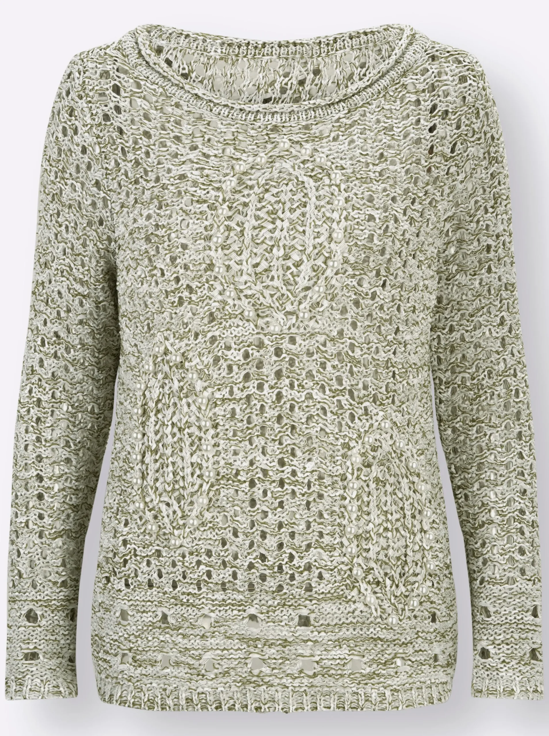 Pullover| Langarm-Pullover ecru-meliert