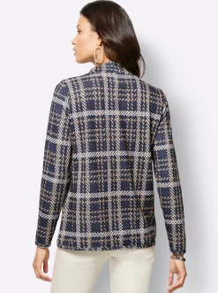Pullover| Langarm-Pullover marine-schoko-gemustert
