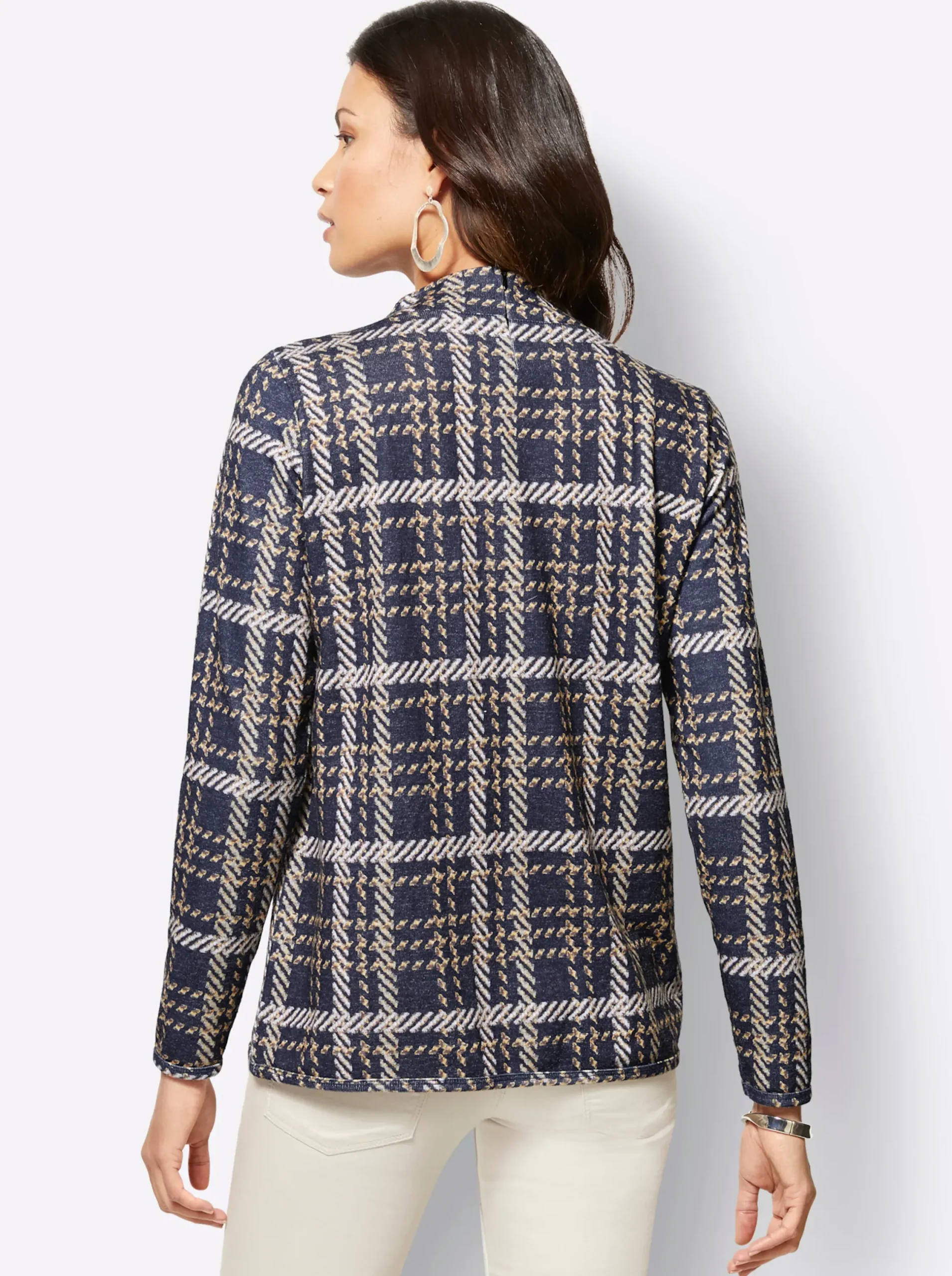 Pullover| Langarm-Pullover marine-schoko-gemustert