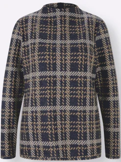 Pullover| Langarm-Pullover marine-schoko-gemustert