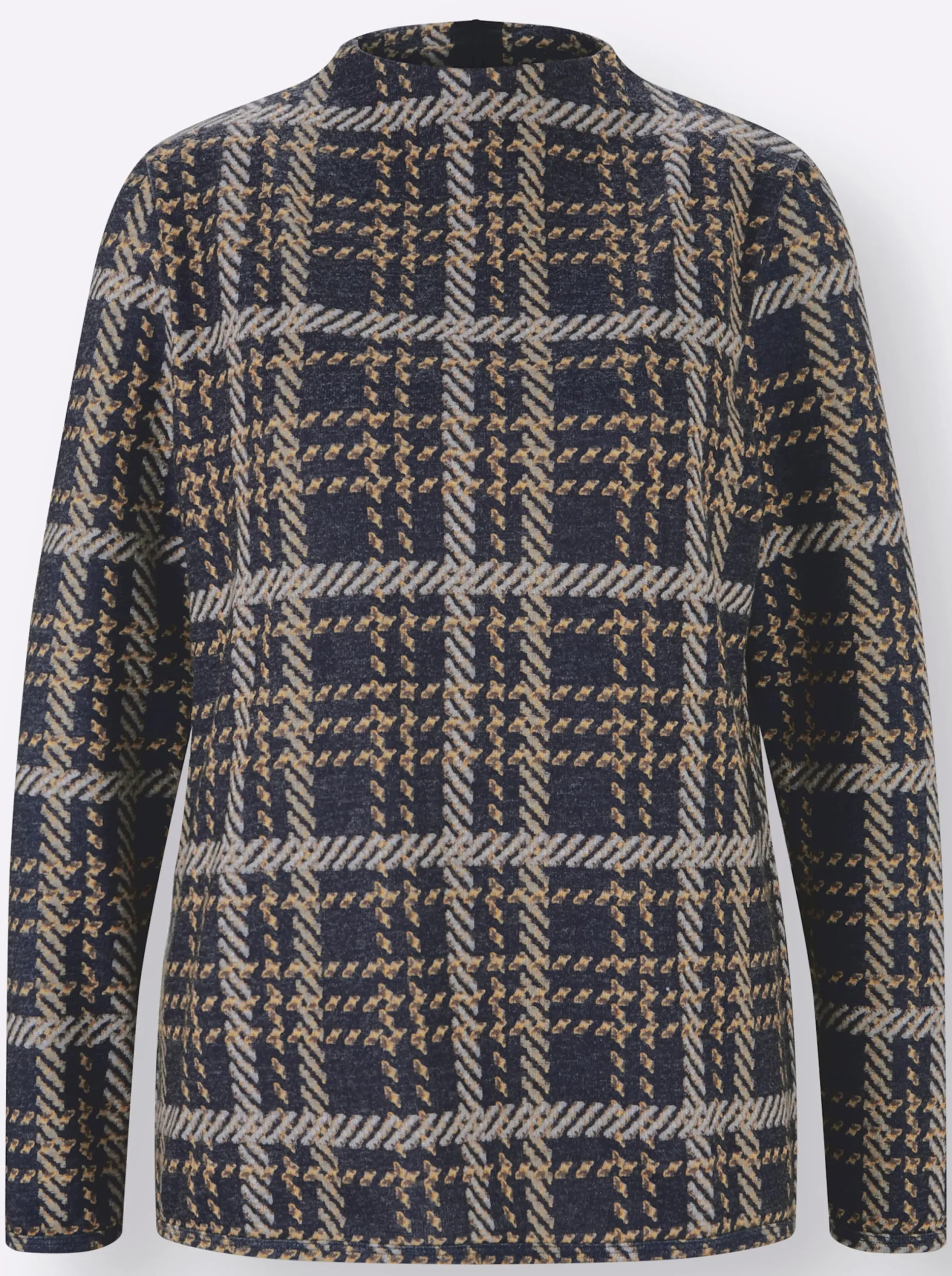 Pullover| Langarm-Pullover marine-schoko-gemustert