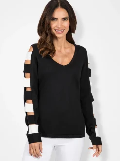 Pullover| Langarm-Pullover schwarz