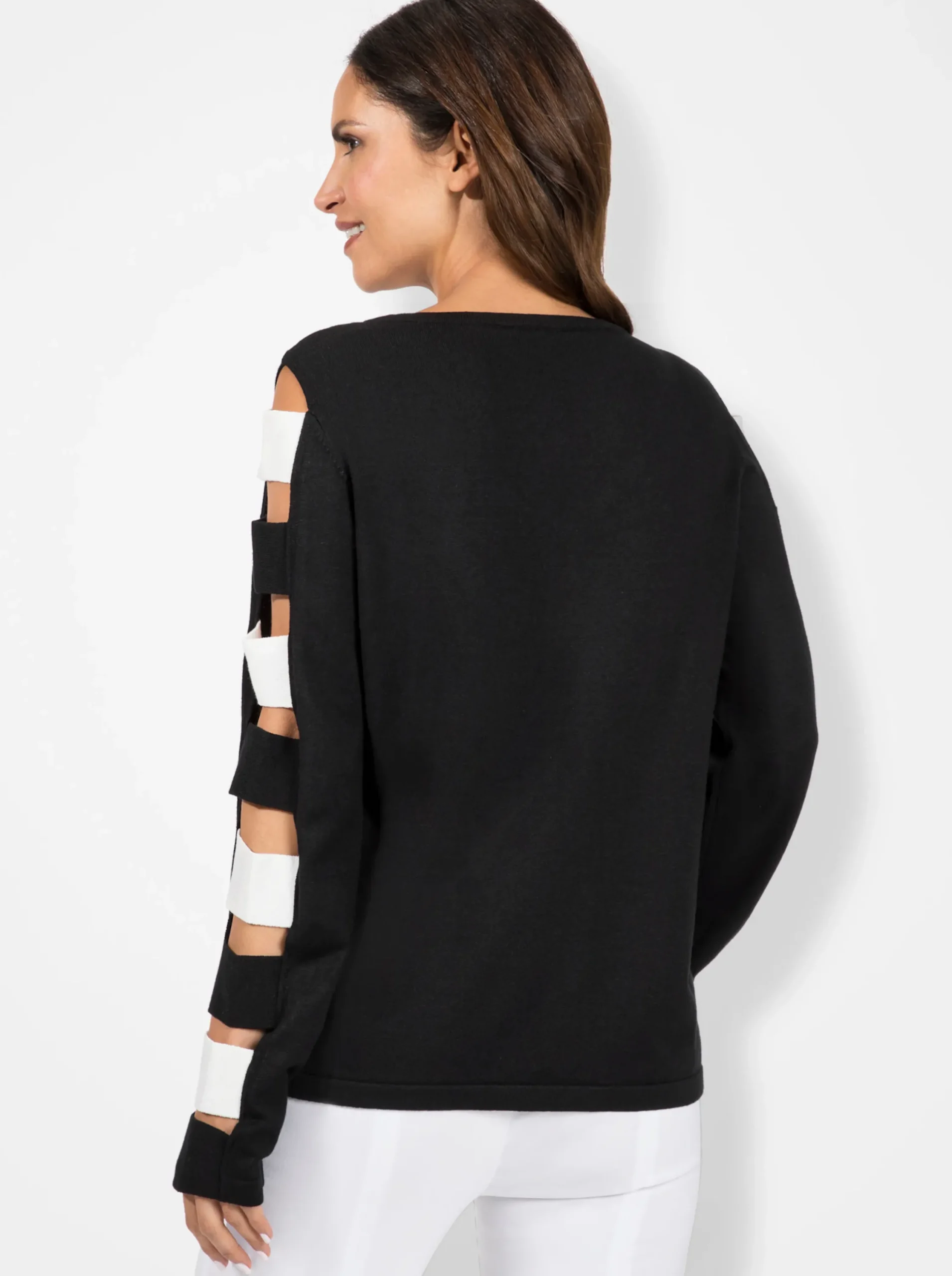 Pullover| Langarm-Pullover schwarz