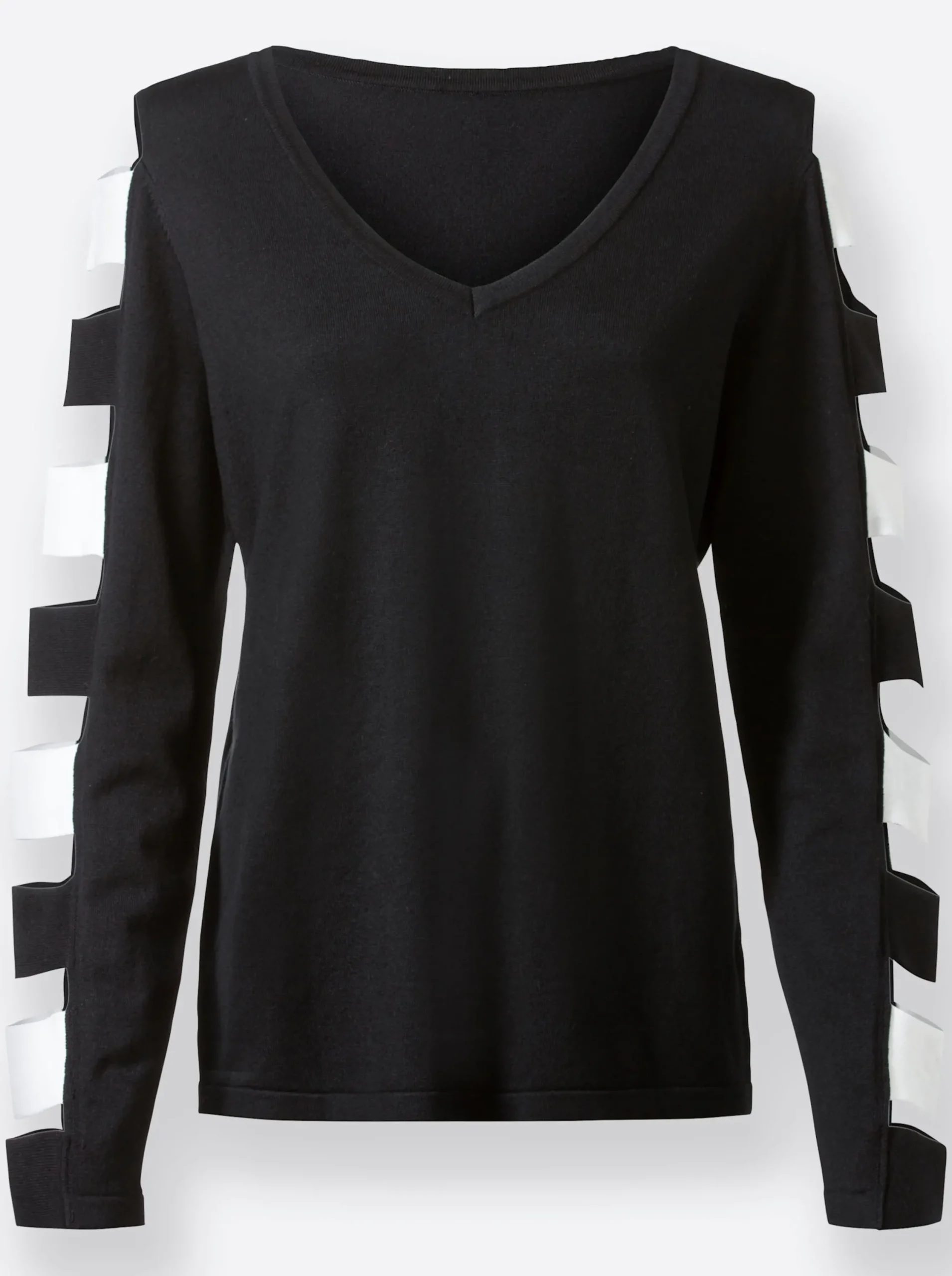 Pullover| Langarm-Pullover schwarz