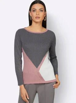 Pullover| Langarm-Pullover anthrazit-hortensie