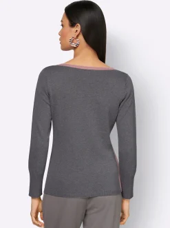 Pullover| Langarm-Pullover anthrazit-hortensie
