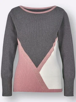 Pullover| Langarm-Pullover anthrazit-hortensie