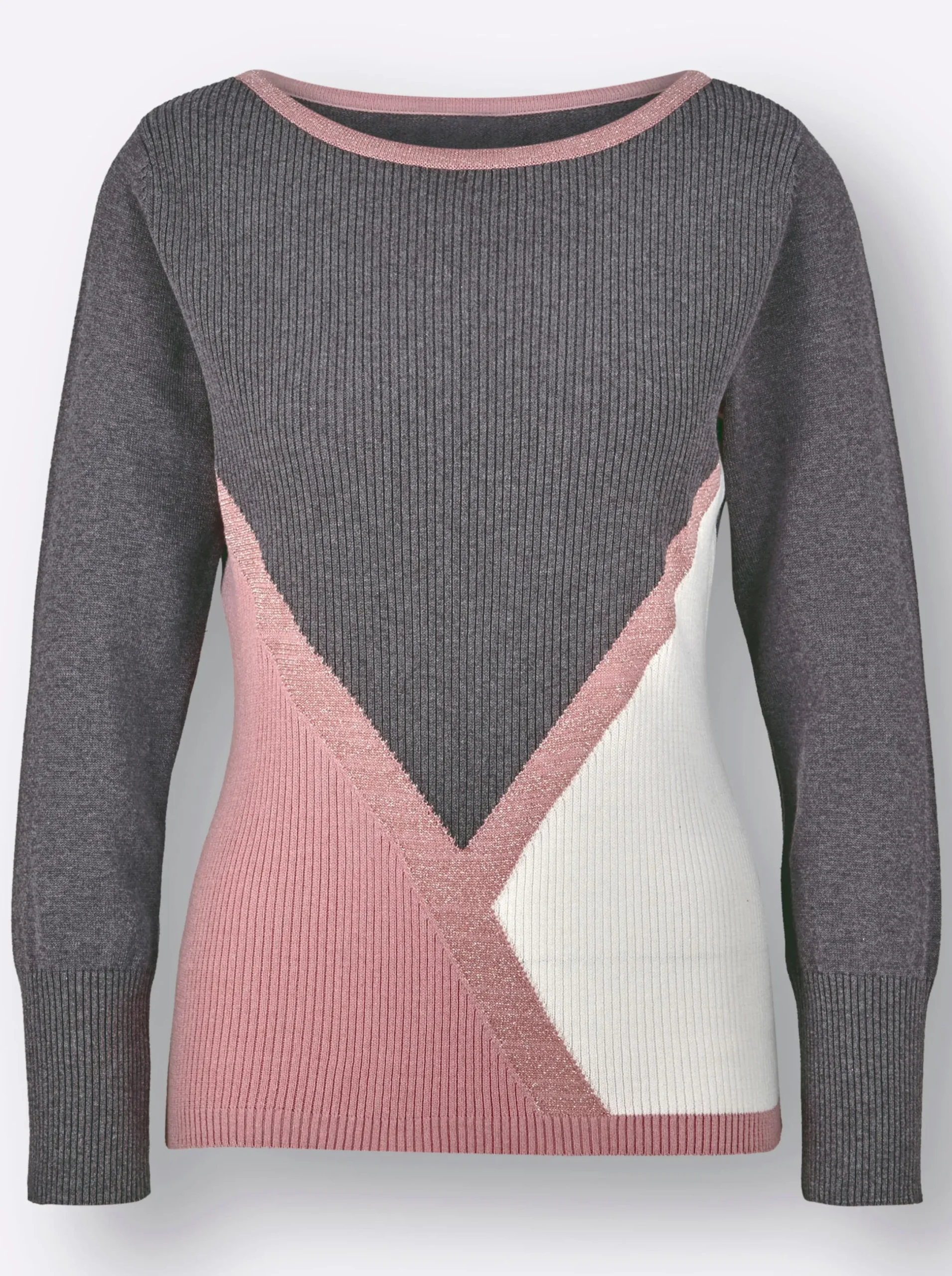 Pullover| Langarm-Pullover anthrazit-hortensie
