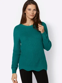 Pullover| Langarm-Pullover petrol