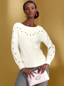 Pullover| Langarm-Pullover ecru