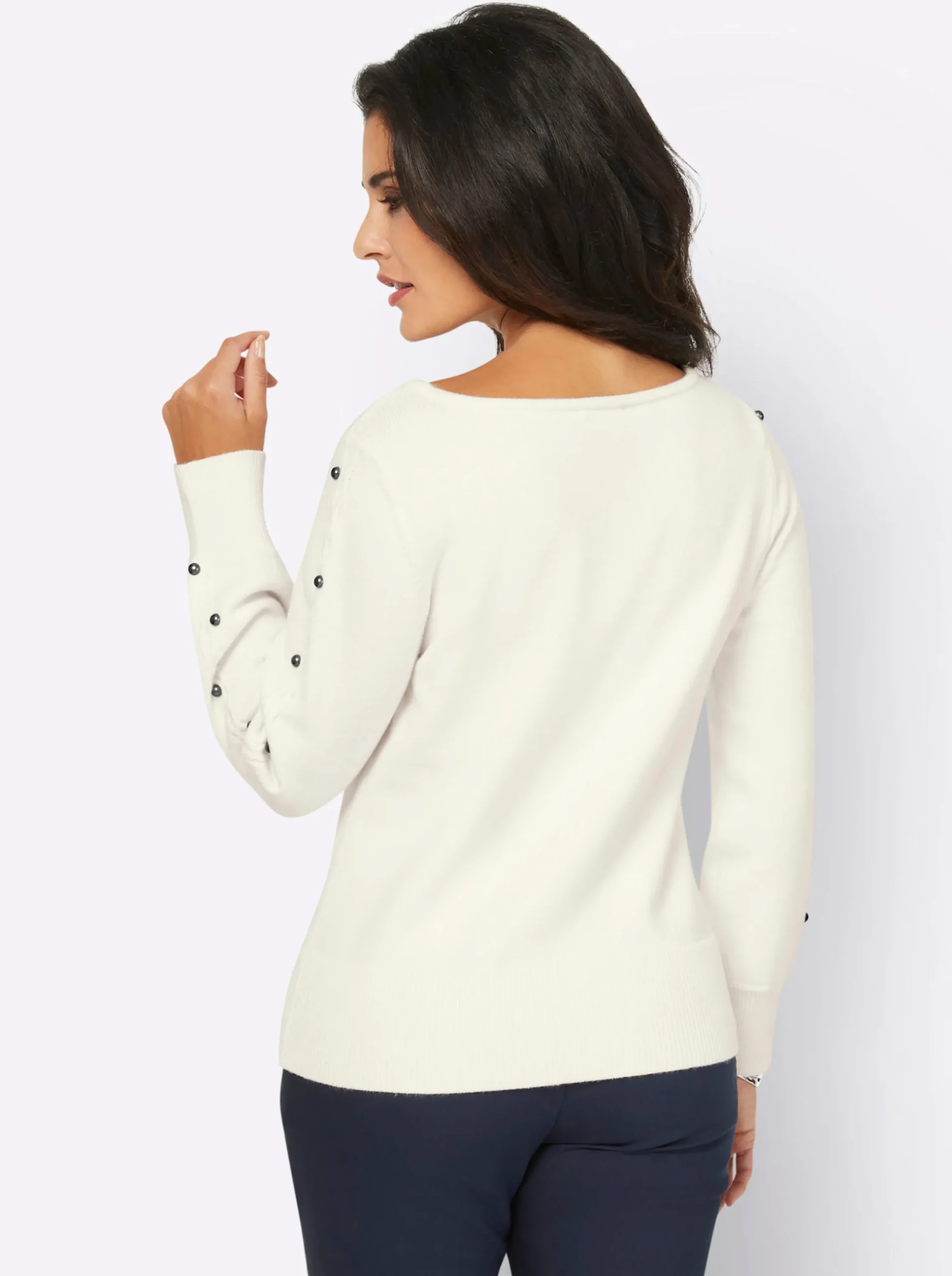 Pullover| Langarm-Pullover ecru