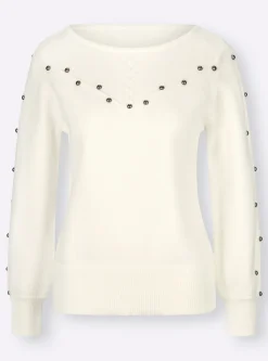 Pullover| Langarm-Pullover ecru