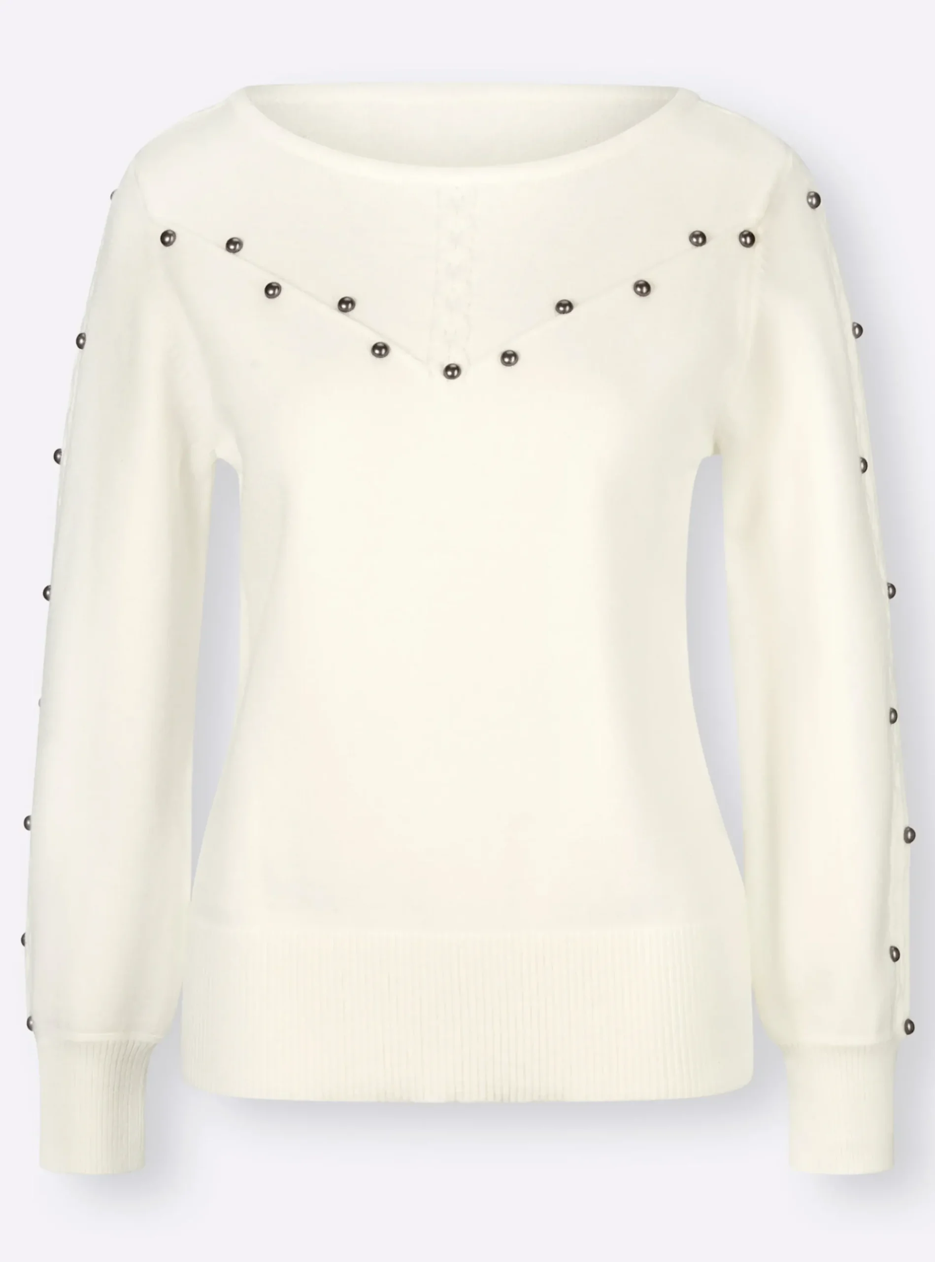Pullover| Langarm-Pullover ecru