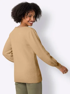 Pullover|heine Langarm-Pullover aus Flauschgarn camel
