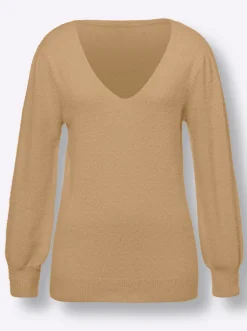 Pullover|heine Langarm-Pullover aus Flauschgarn camel