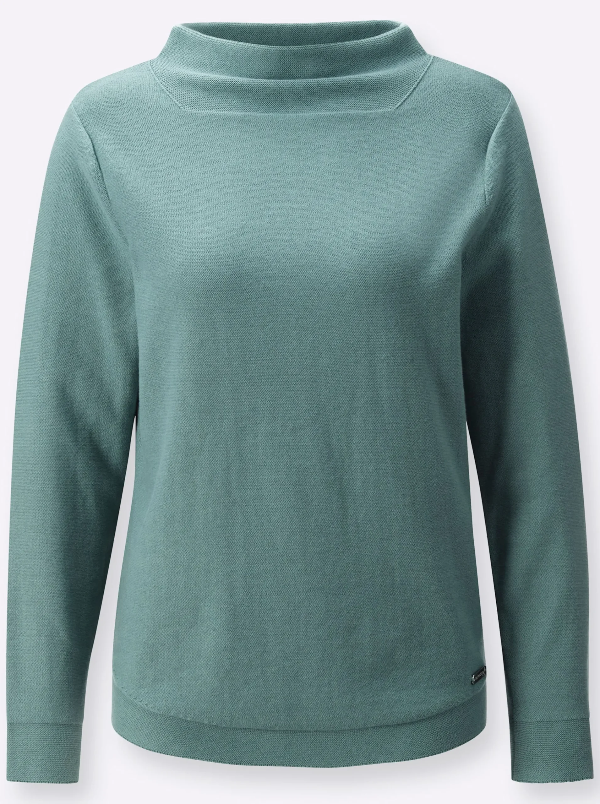 Pullover| Langarm-Pullover aus reiner Baumwolle jade