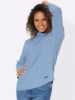 Pullover| Langarm-Pullover aus reiner Baumwolle bleu