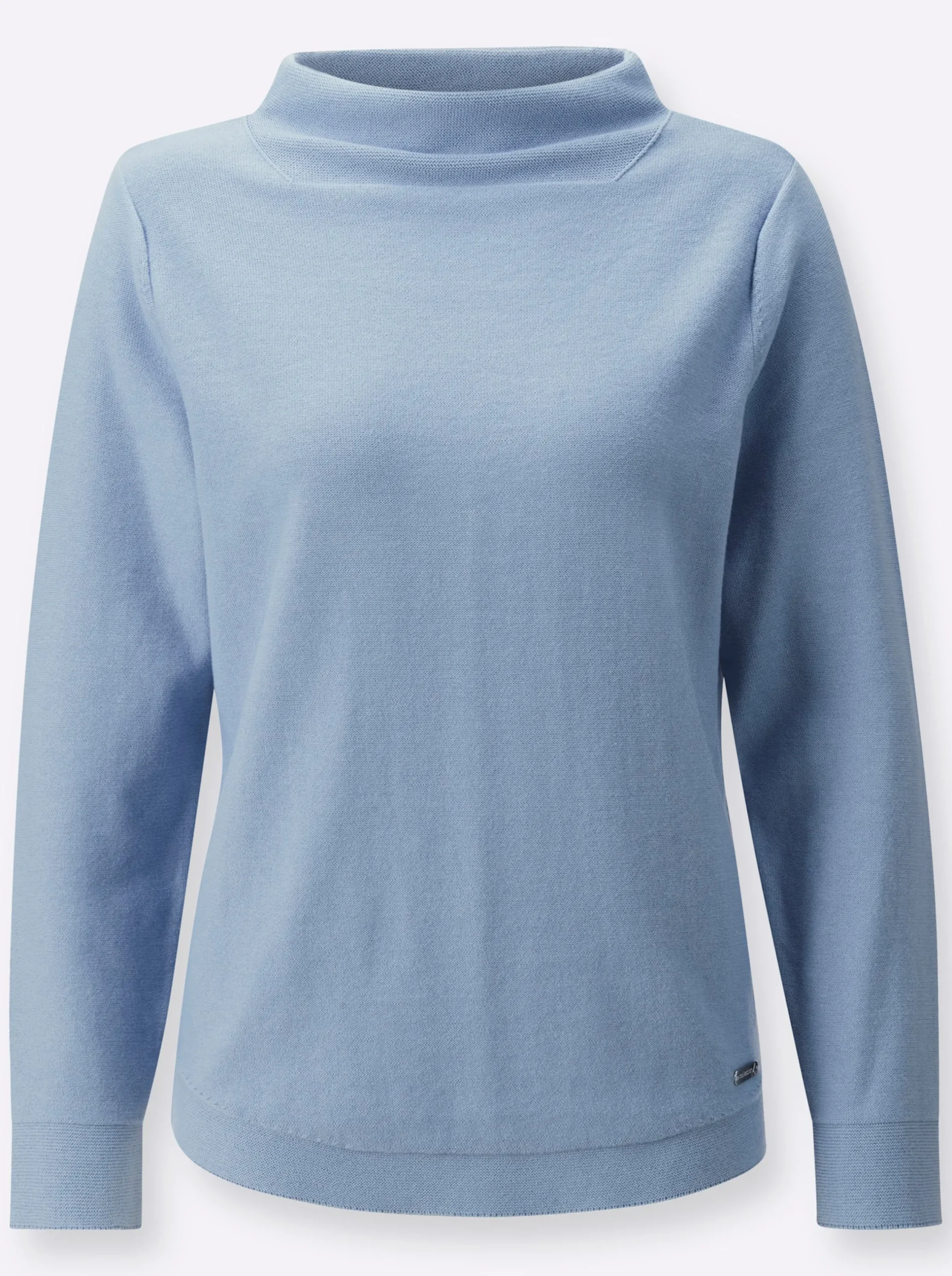 Pullover| Langarm-Pullover aus reiner Baumwolle bleu
