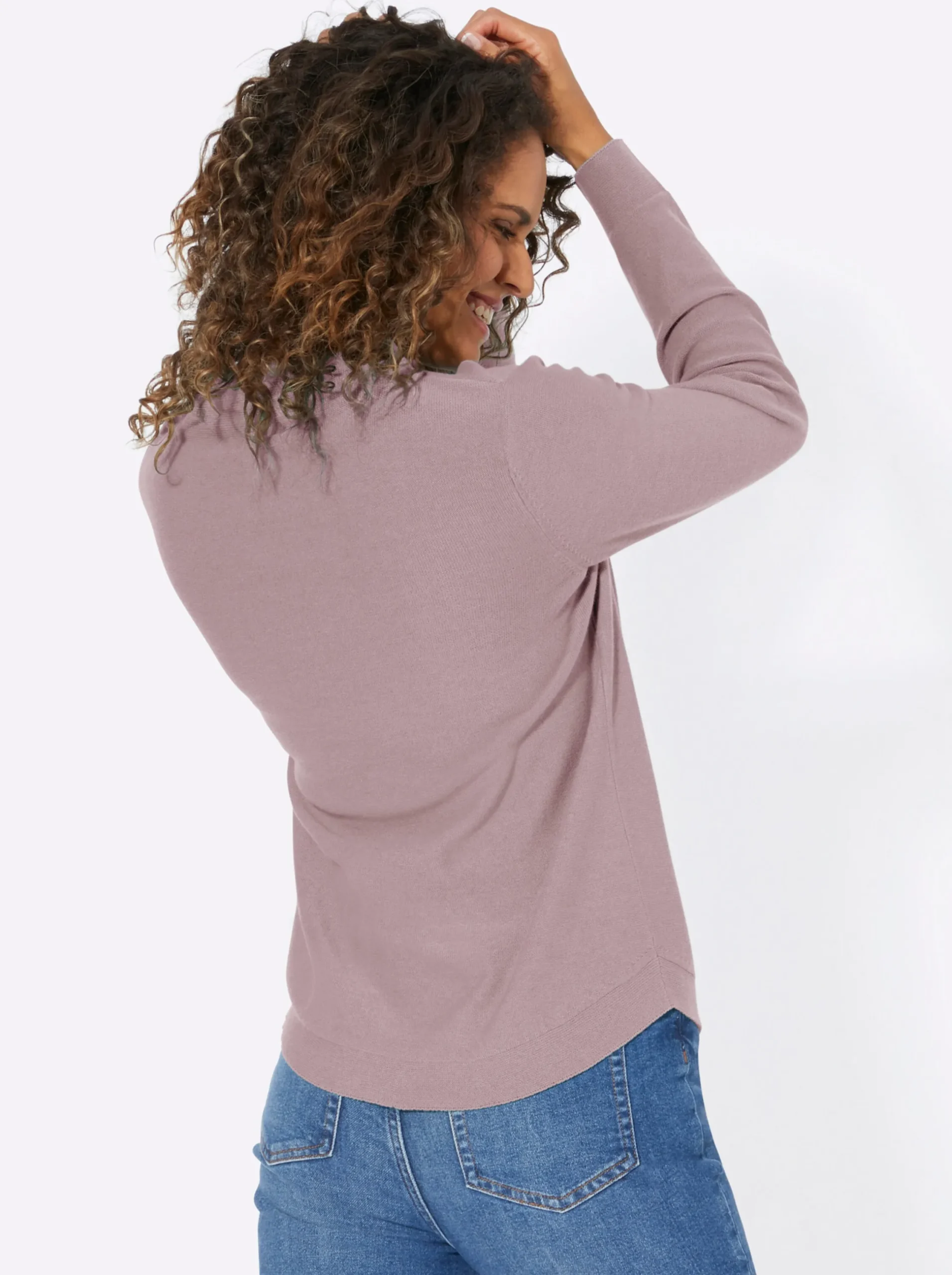 Pullover| Langarm-Pullover aus reiner Baumwolle mauve